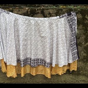 Indian silk sari wrap skirt, magic skirt, 2-in-1